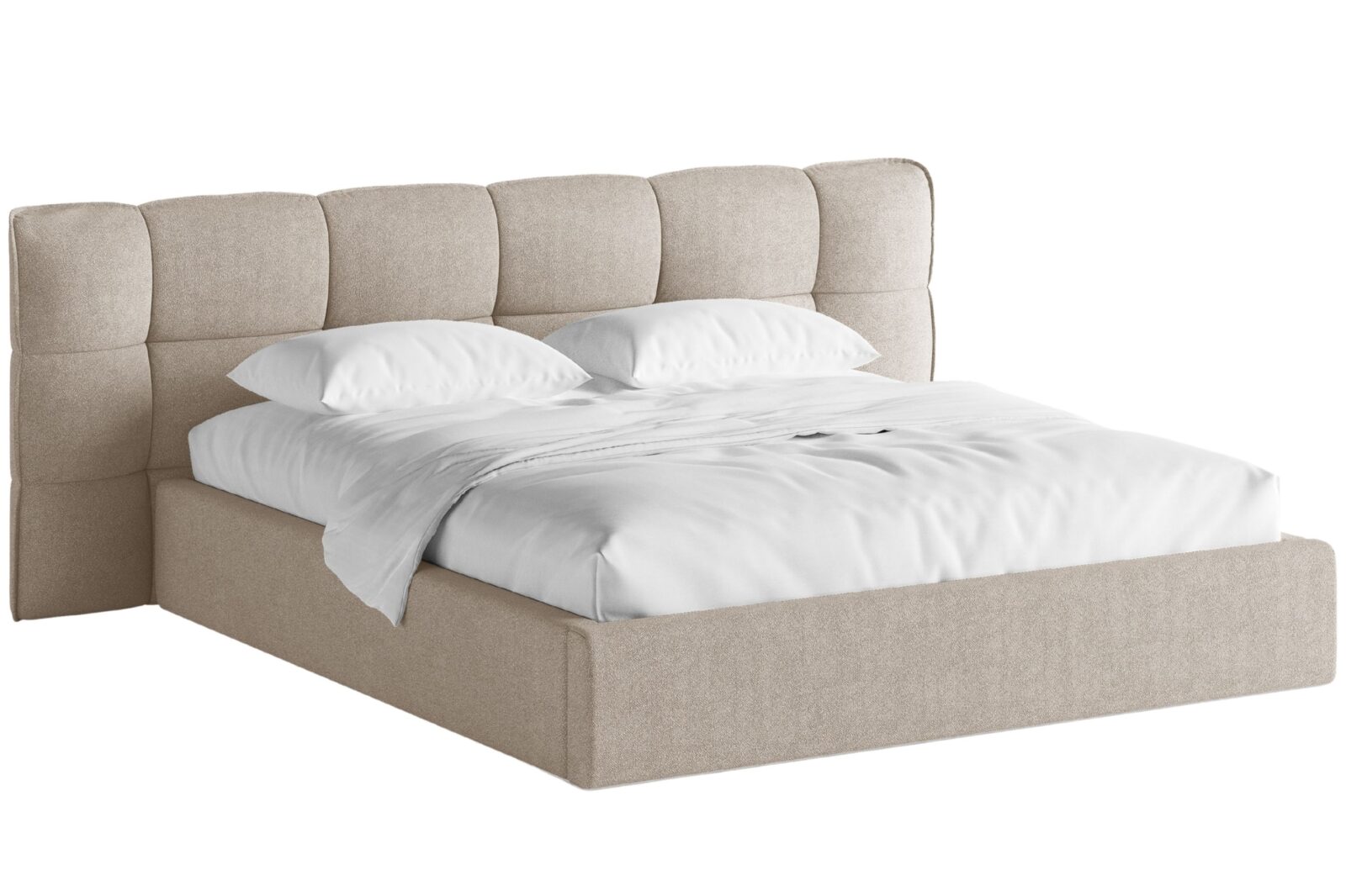 Micadoni Tmavě béžová bouclé dvoulůžková postel Eric 160 x 200 cm s úložným prostorem