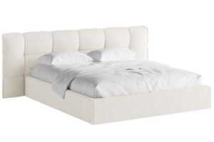 Micadoni Krémově bílá bouclé dvoulůžková postel Eric 160 x 200 cm s úložným prostorem