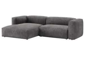 Micadoni Šedá sametová rohová rozkládací pohovka Martina 280 cm