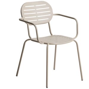 Kave Home Béžová kovová zahradní židle Brai s područkami