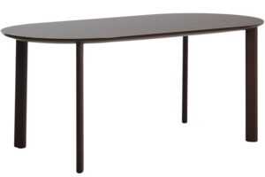 Kave Home Hnědý zahradní stůl Erice 180 x 90 cm se skleněnou deskou