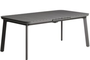 Šedý kovový zahradní rozkládací stůl kave home Izola 185/235 x 100 cm