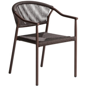 Kave Home Hnědá hliníková zahradní židle Livadia s výpletem