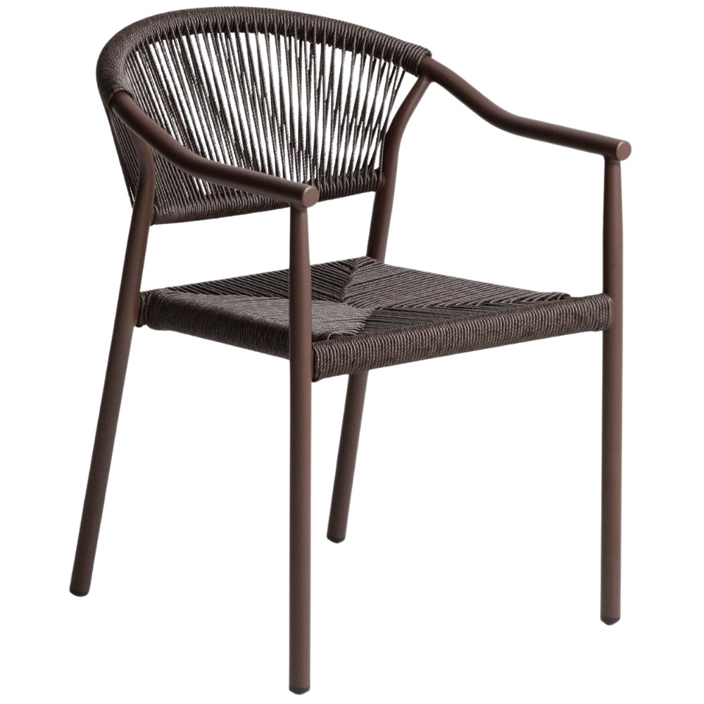 Kave Home Hnědá hliníková zahradní židle Livadia s výpletem