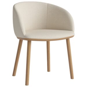 Bolia Krémově bílá bouclé jídelní židle Join s dubovou podnoží