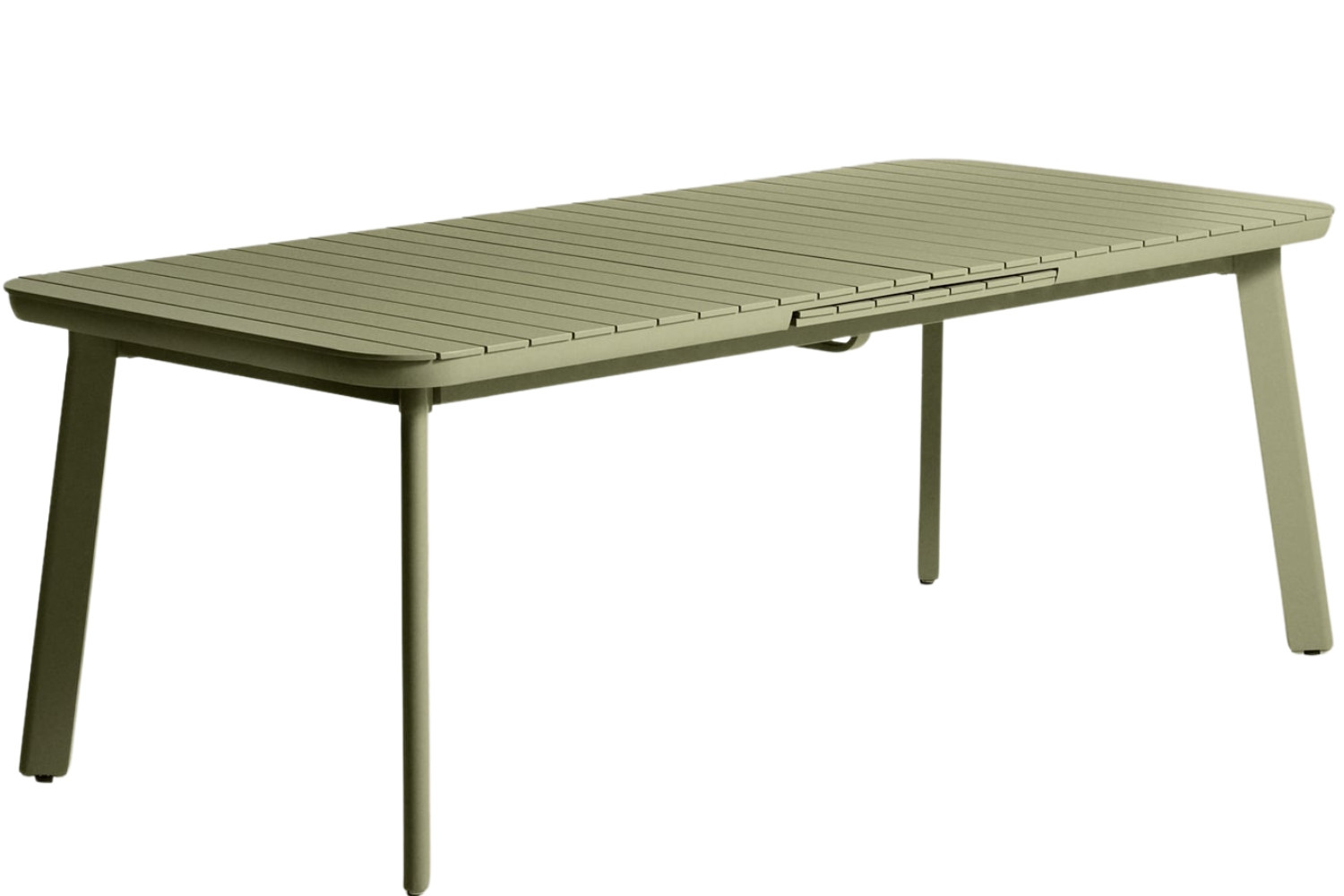 Kave Home Zelený kovový zahradní rozkládací stůl Izola 220/280 x 100 cm