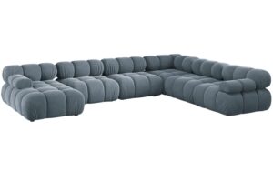 Micadoni Světle modrá sametová rohová pohovka Bellis 376 cm