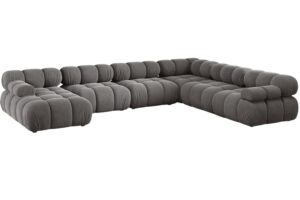Micadoni Šedá sametová rohová pohovka Bellis 376 cm